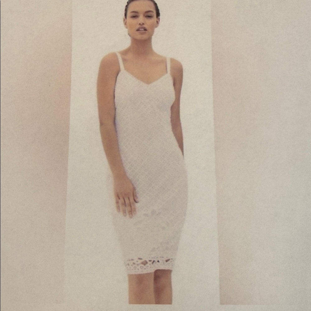 White House Black Market White Lace Lined Sheath Midi Dress Size 4 New Condition